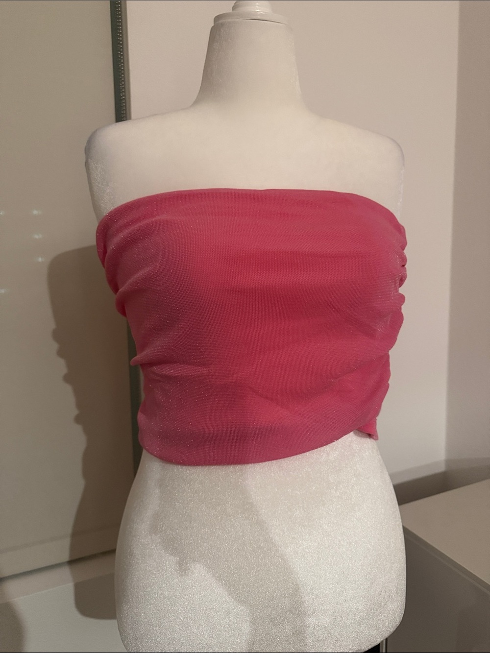 Strapless Pink Glitter Tube Top
